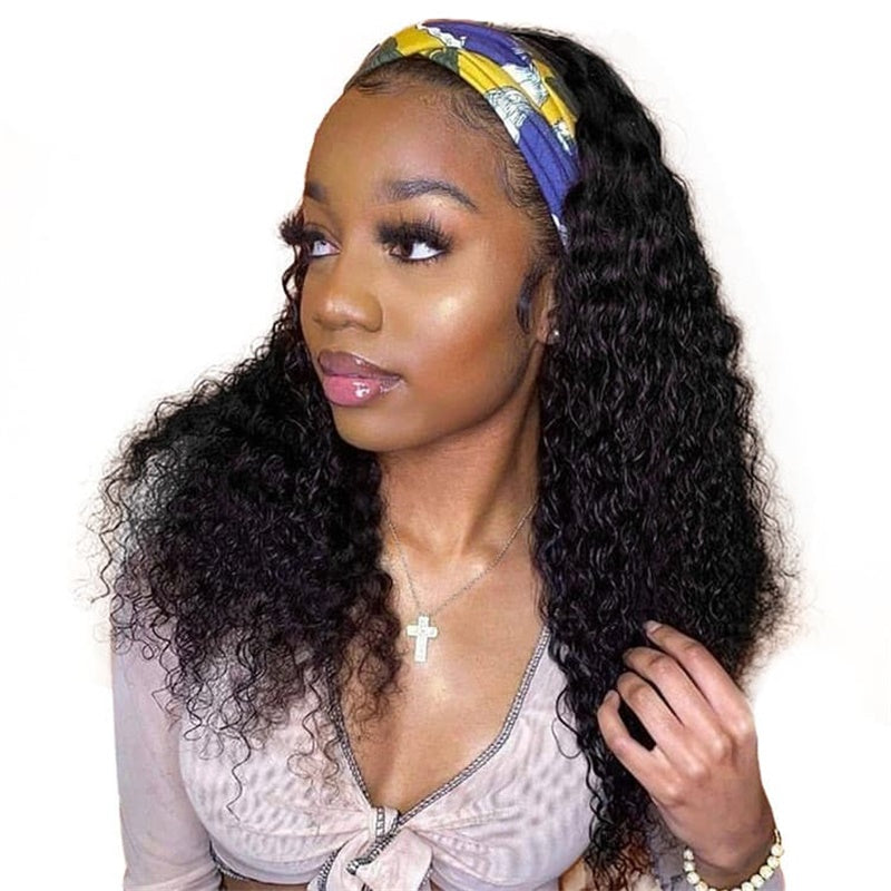 Rose Hair Jerry Curly Headband Wig Human Hair Wig