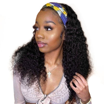 Rose Hair Jerry Curly Headband Wig Human Hair Wig