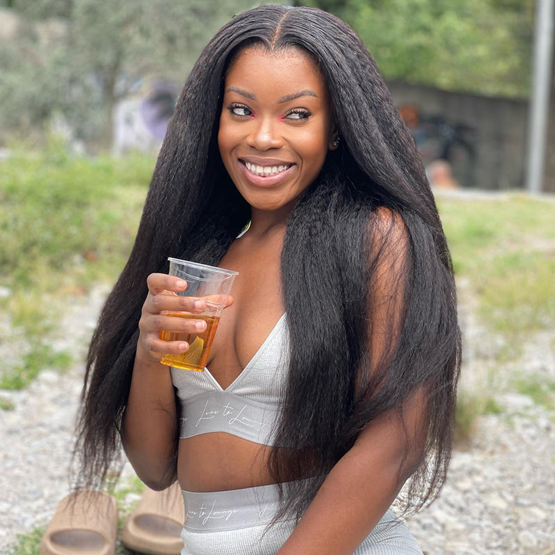 Rose Hair Kinky Straight 13x6 HD Lace Wig Human Hair Wig