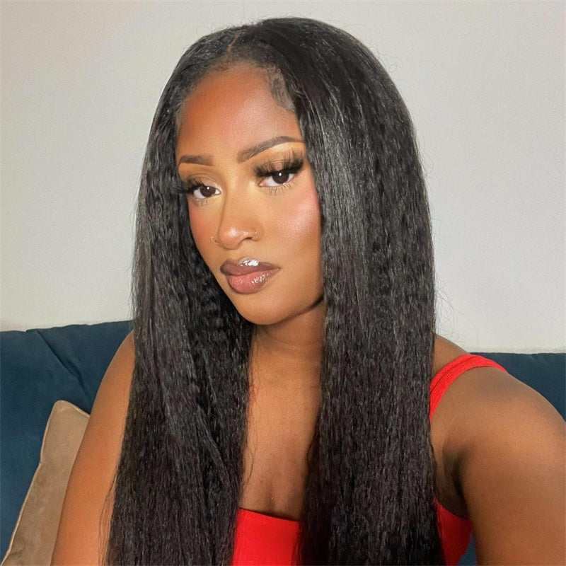 Rose Hair Kinky Straight T Part Wig Human Hair Wig