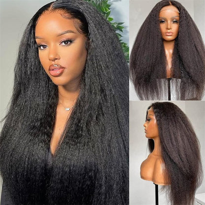 Rose Hair Kinky Straight T Part Wig Human Hair Wig