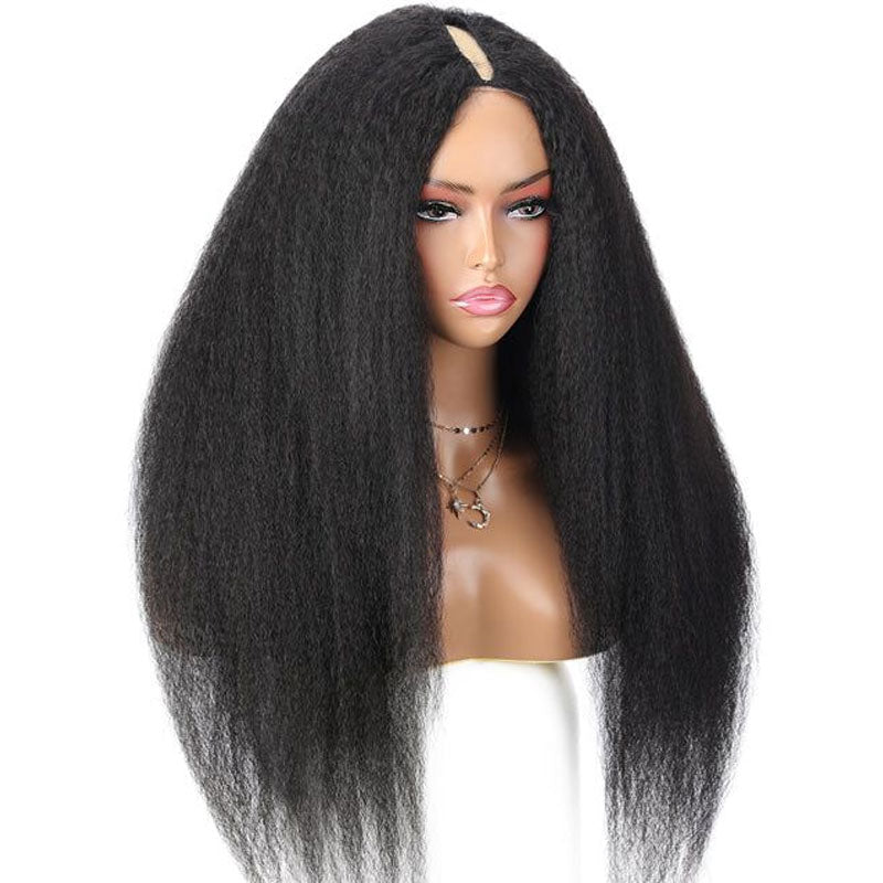 Rose Hair Kinky Straight V Part Wig Human Hair Wig