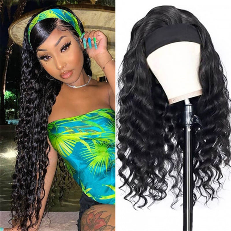 Rose Hair Loose Deep Wave Headband Wig Human Hair Wig