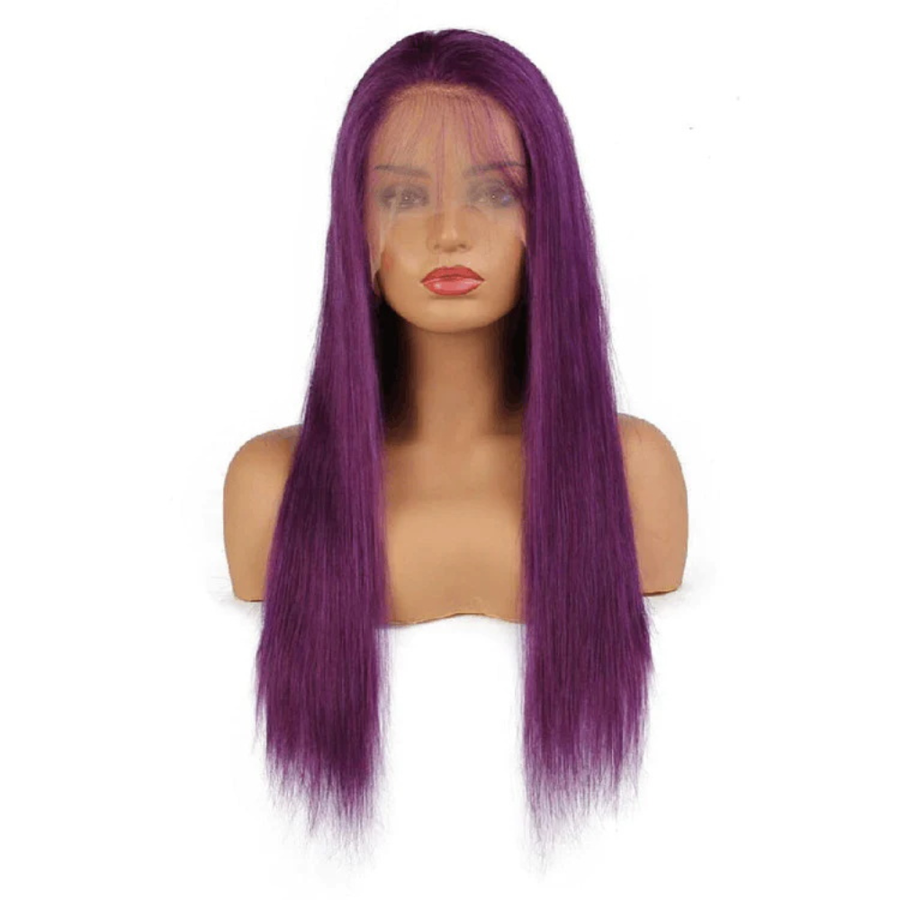 Rose Hair Purple Color Straight Hair 13x4 lace Front Wig Human Hair Wig For Black Women