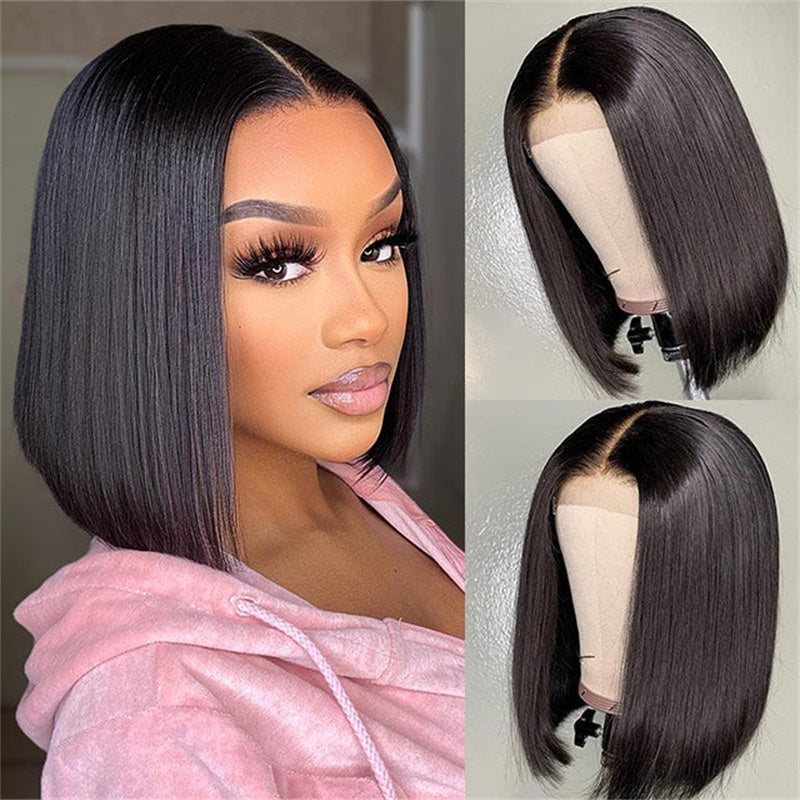 Rose Hair Straight Hair 4x4 Lace Closure Bob Wig Human Hair Wig