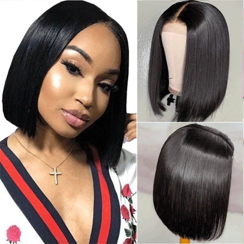 Rose Hair Straight Hair 4x4 Lace Closure Bob Wig Human Hair Wig