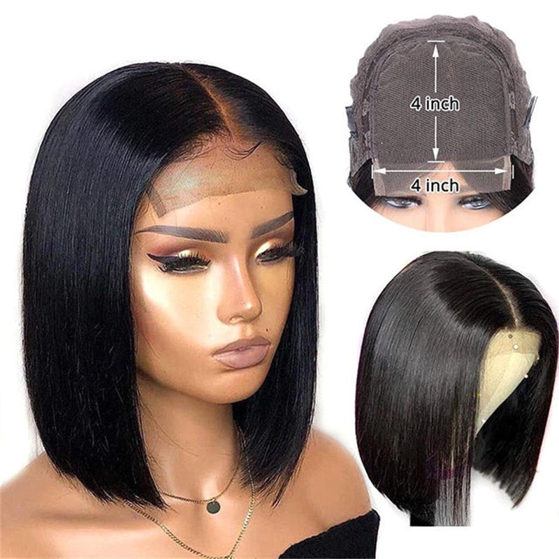Rose Hair Straight Hair 4x4 Lace Closure Bob Wig Human Hair Wig