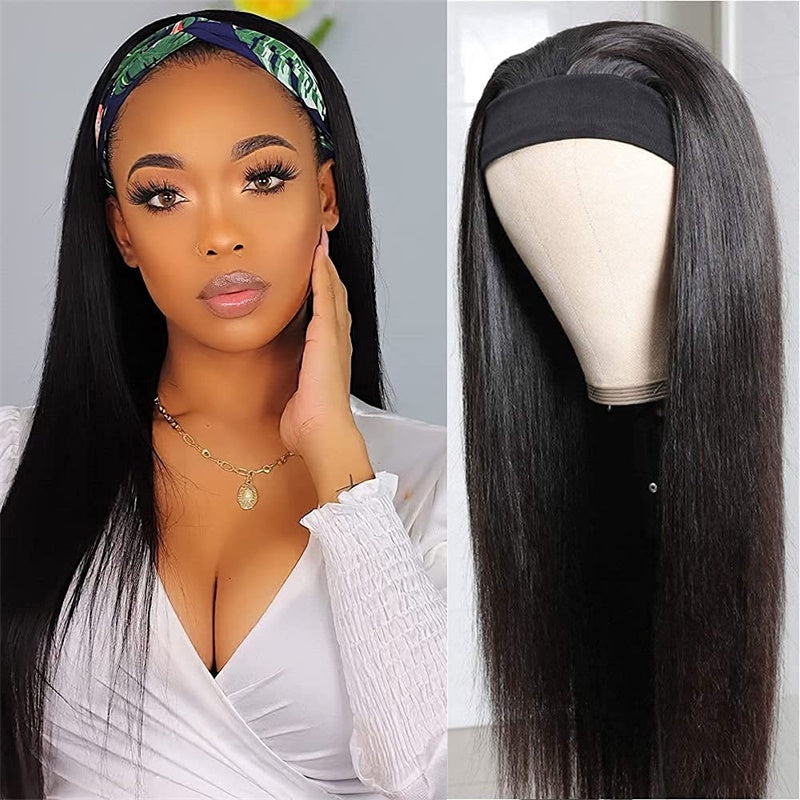 Rose Hair Straight Hair Headband Wig Human Hair Wig