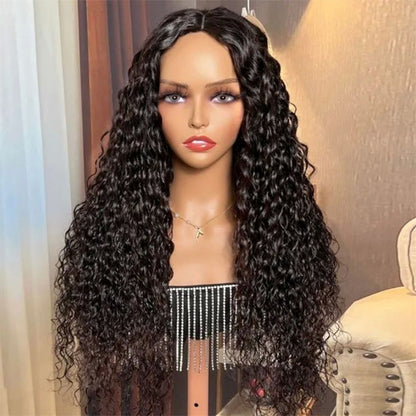 Rose Hair Water Wave V Part Wig Human Hair Wig
