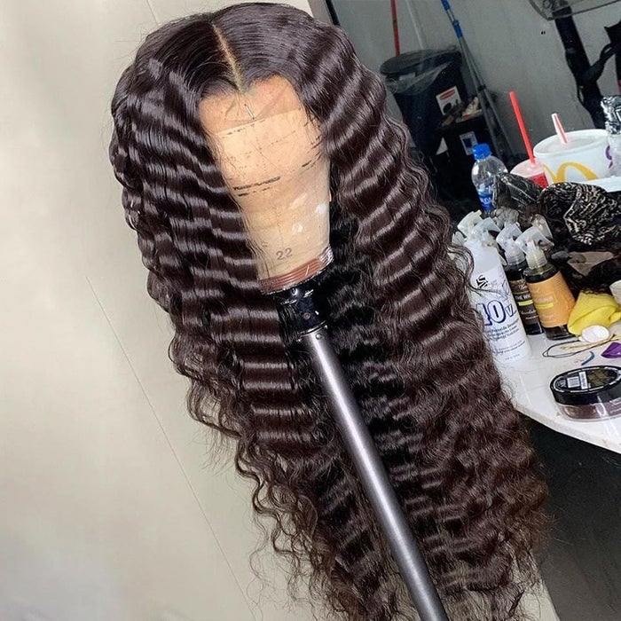 Melting! Rose Hair 13x6 Swiss HD Lace Frontal Wigs Deep Wave Invisible 100% Human Hair