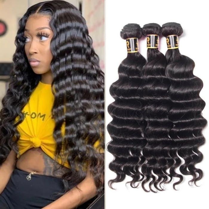 10A Grade 3PCS Deep Wave Brazilian Virgin Hair Bundles