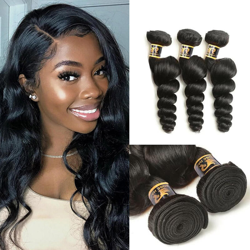 Rosehair 15A Grade 3 Bundles Loose Wave Brazilian Virgin Human Unprocessed Mink Hair - Rose Hair