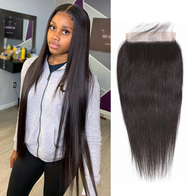 1PCS Brazilian Virgin 6x6 Straight Hair Light Brown/Transparent Lace Closure New Arrival - Rose Hair