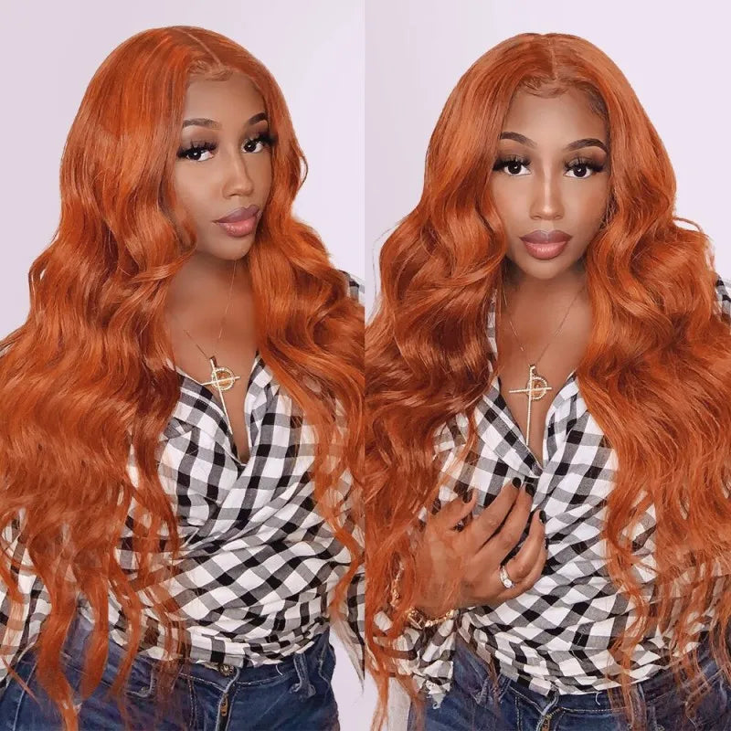 Rose Hair Ginger Color Body Wave 13x4 Lace Front Wig With Baby Hair Human Hair Wig For Women