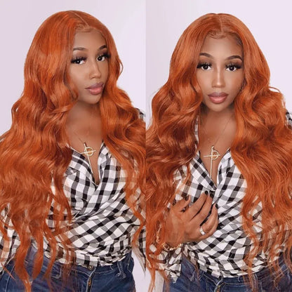 Rose Hair Ginger Color Body Wave 13x4 Lace Front Wig With Baby Hair Human Hair Wig For Women