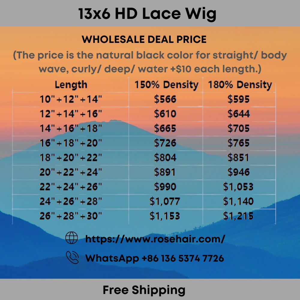 Rose Hair 3PCS 13x6 HD Lace Wigs 150% 180% Density Wholesale Package Deal Free Shipping