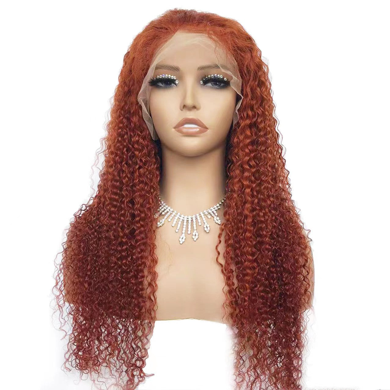 Rose Hair Orange Color Jerry Curly 13x6 Transparent Lace Front Wig 100% Virgin Human Hair