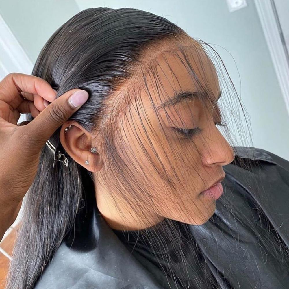 10A Grade 3 Bundles Brazilian Virgin Hair With 1 PCS Per Plucked 13*4 HD Lace Frontal All Texture - Rose Hair