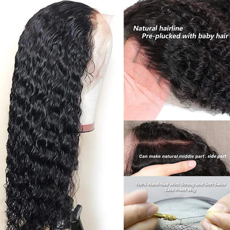 13x4 Lace Front Wigs Peruvian Deep Wave Human Hair Wigs 180% Density Pre-plucked