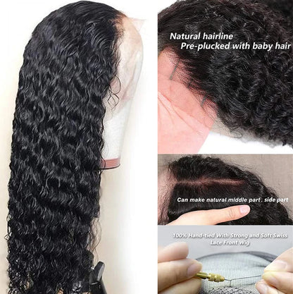 13x4 Lace Front Wigs Peruvian Deep Wave Human Hair Wigs 180% Density Pre-plucked