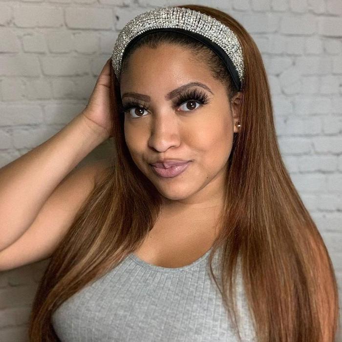 Rose Hair Affordable&Beginner Friendly College Girl Must Have Warm Brown Straight Headband Wig - Rose Hair