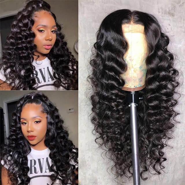 RoseHair Brazilian Hair Transparent Lace Loose Wave 5*5 Lace Closure Wig