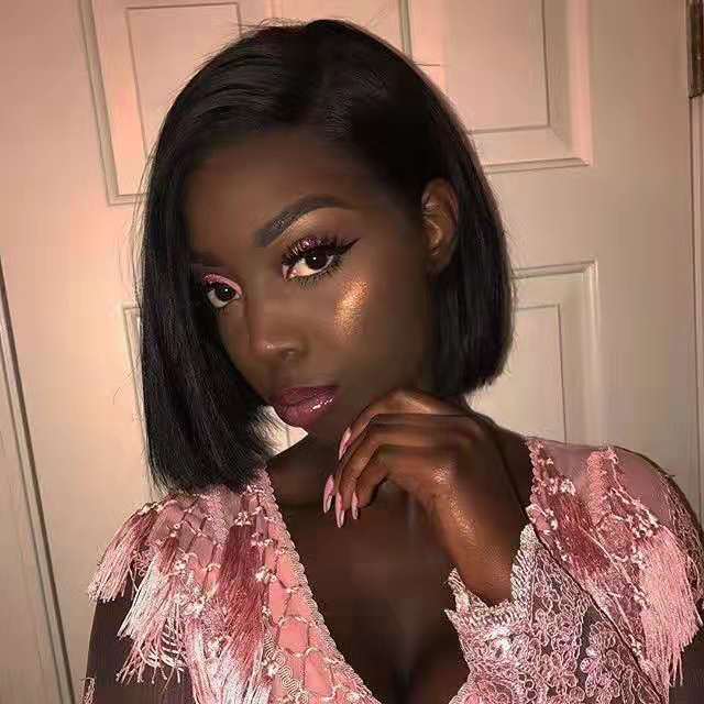 13*4 Frontal Lace Wig Side Part Short Straight Cut Hair - Rose Hair