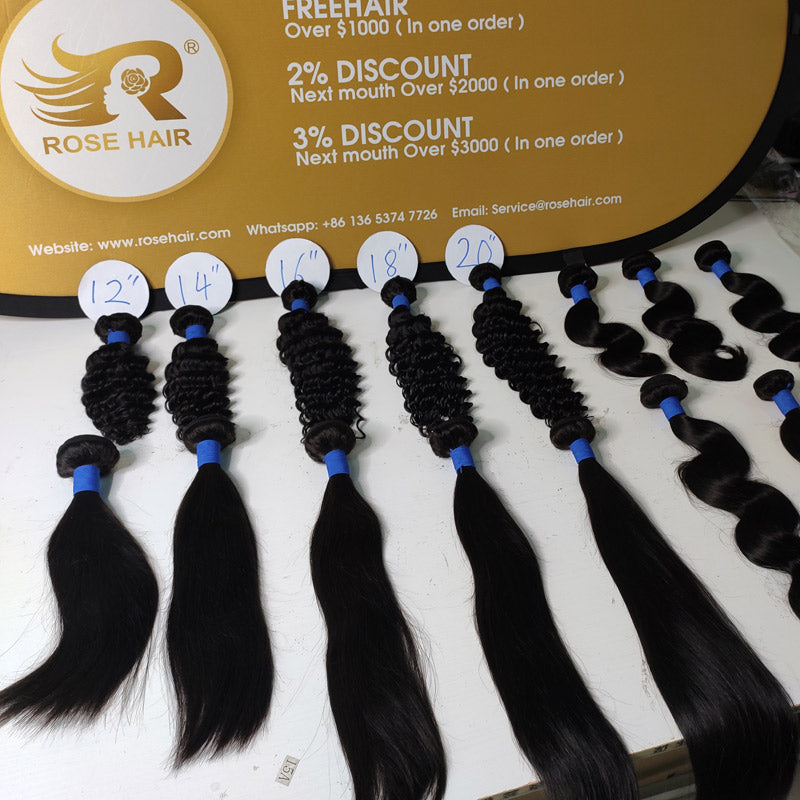 15A Grade Hair Bundles with 4*4 Transparent Closure Package Deal - Rose Hair