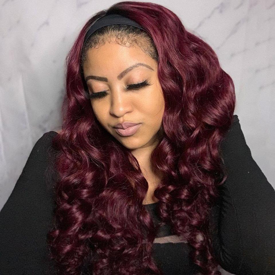 Rose Hair Affordable&amp;Beginner Friendly Burgundy Body Wave Headband Wig - Rose Hair