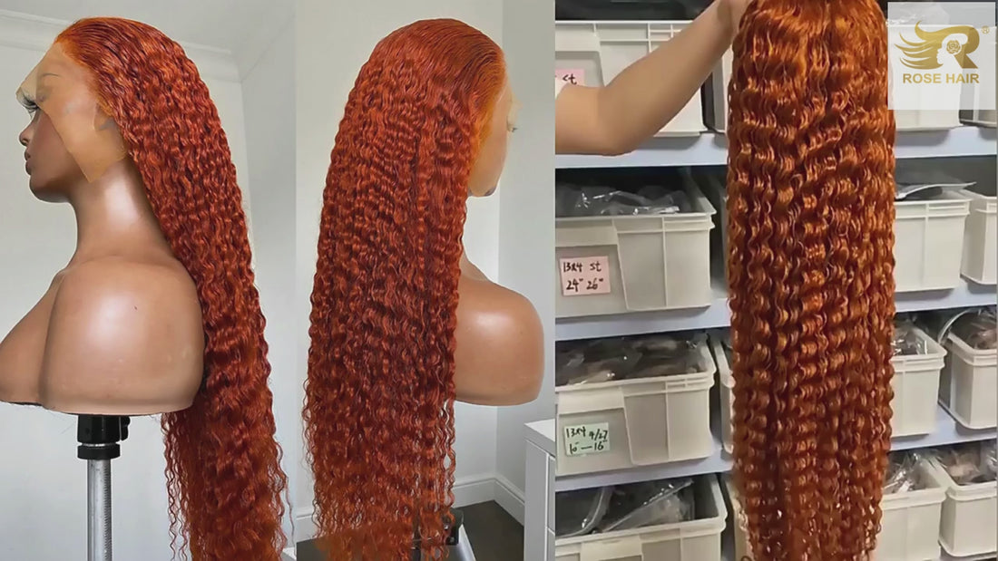 Best Ginger Color 13x4 Lace Front Wig Human Hair Deep Wave Beautiful Hair Colored Wigs