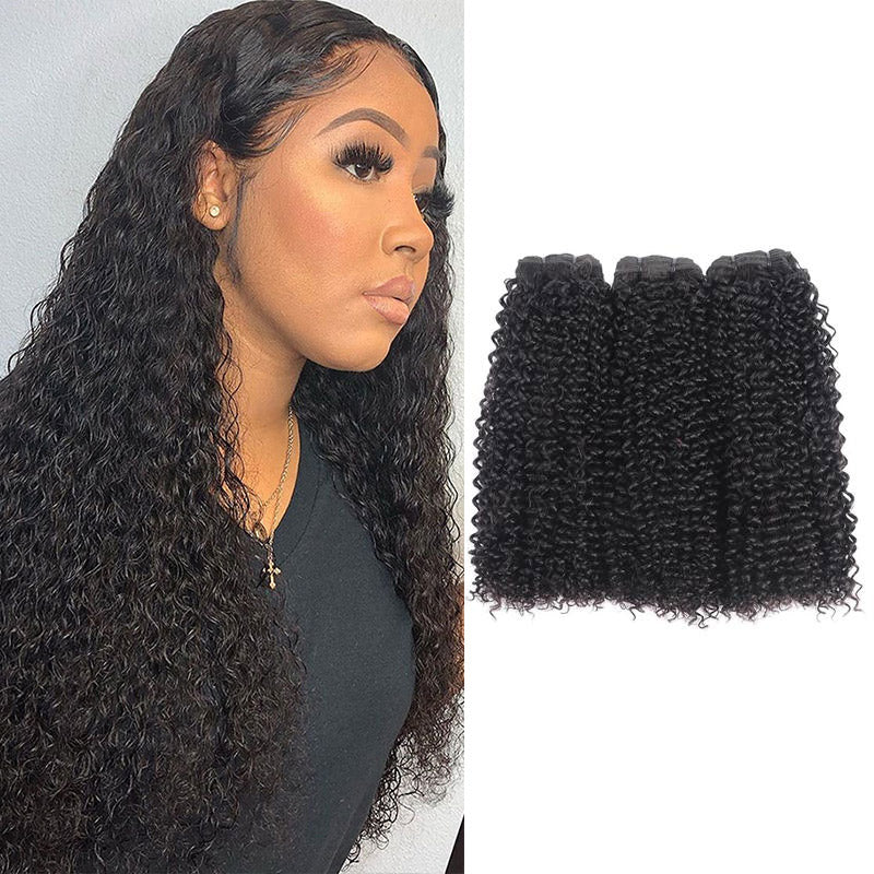 Rosehair 15A Grade Double Drawn Full End Unprocessed 3 Bundles Kinky Curly Brazilian Hair Natural Black - Rose Hair