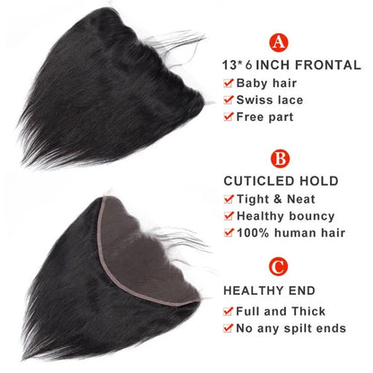 Rose Hair 1PCS Pre Plucked 13*6  Lace Frontal Straight Brazilian Human Virgin Hair - Rose Hair