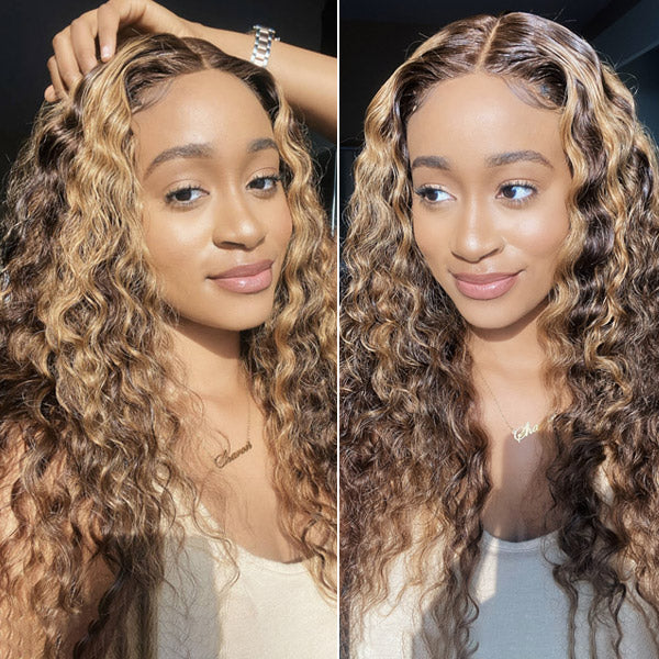 Honey Blonde Color Deep Wave 5×5 HD Lace Closure Human Hair Wig