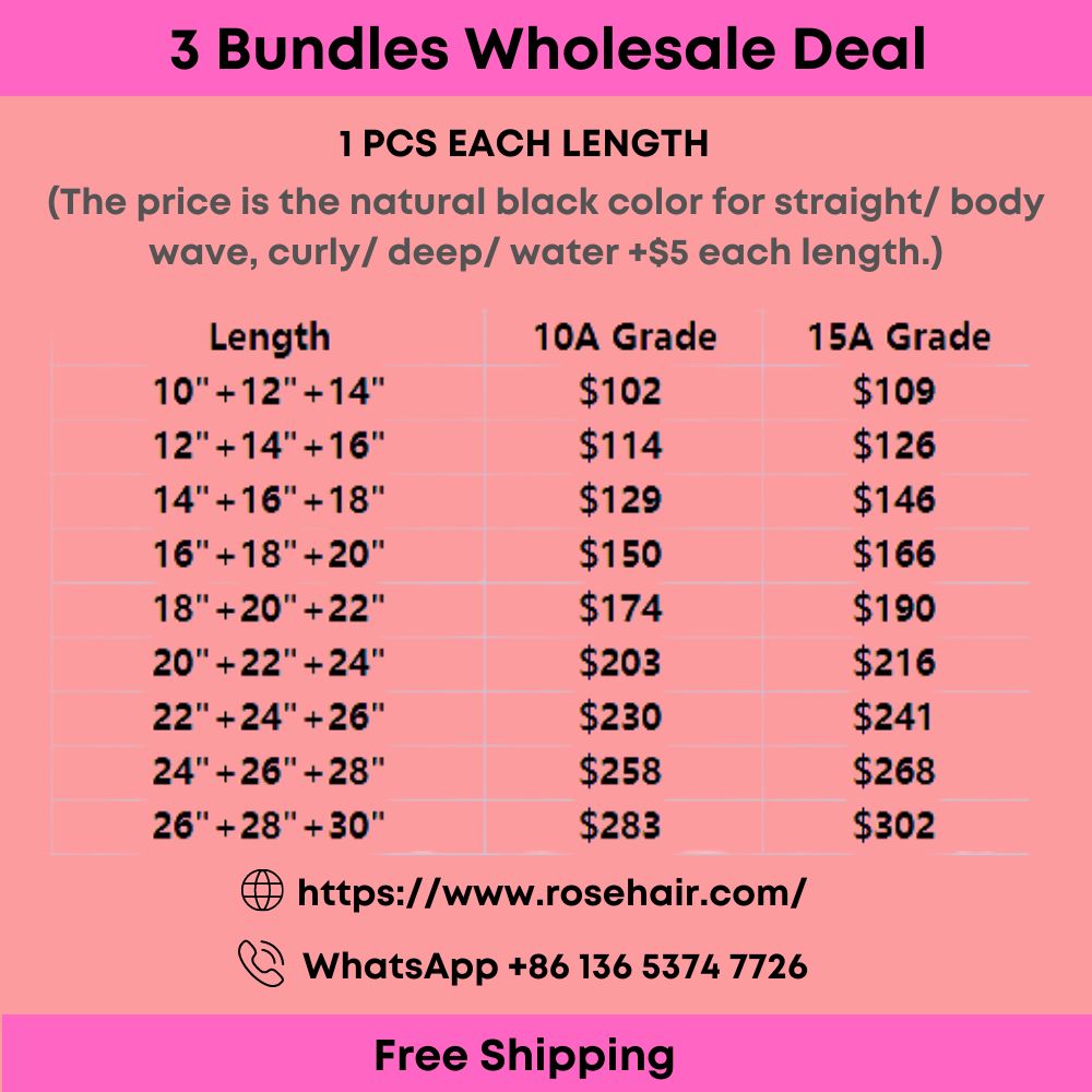 Rose Hair 3pcs Hair Bundles Wholesale Deal Hair Samples Free Shipping