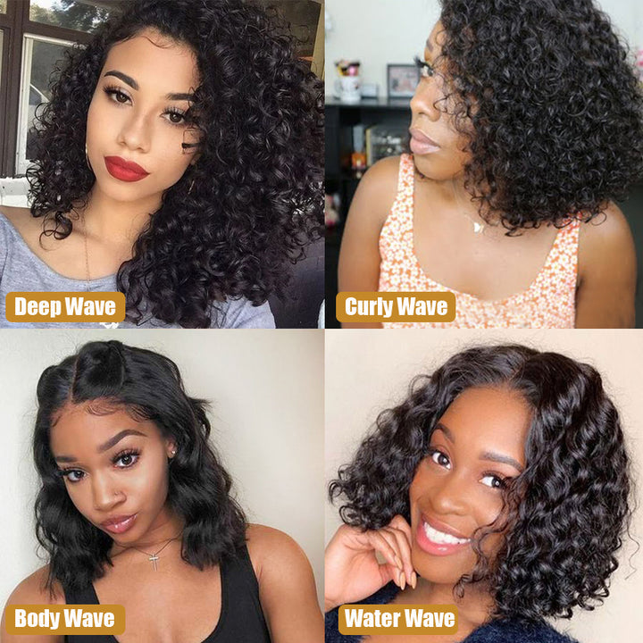 Rose Hair 18PCS 13x4 Transparent Lace Frontal Bob Wig Package Deal 180% Density All Textures
