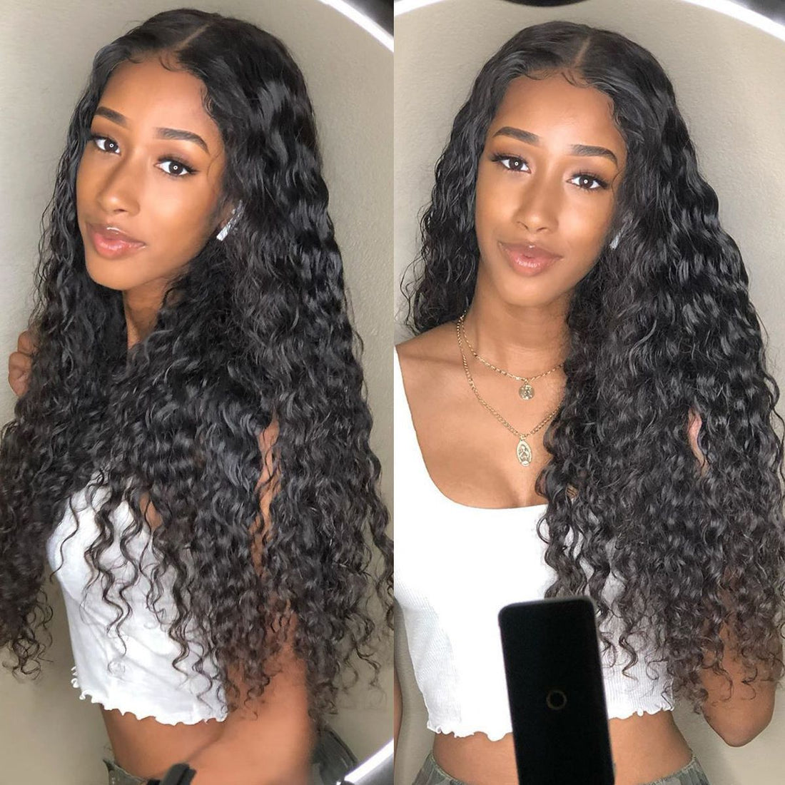 Water Wave Human Virgin Hair Wig 4*4 Lace Closure Wig - Rose Hair