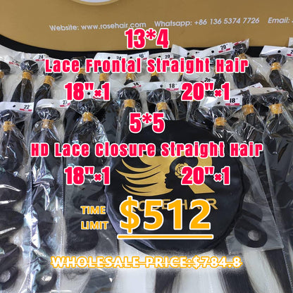 13*4 Lace Frontals with HD Lace Closure Package Deal - Rose Hair