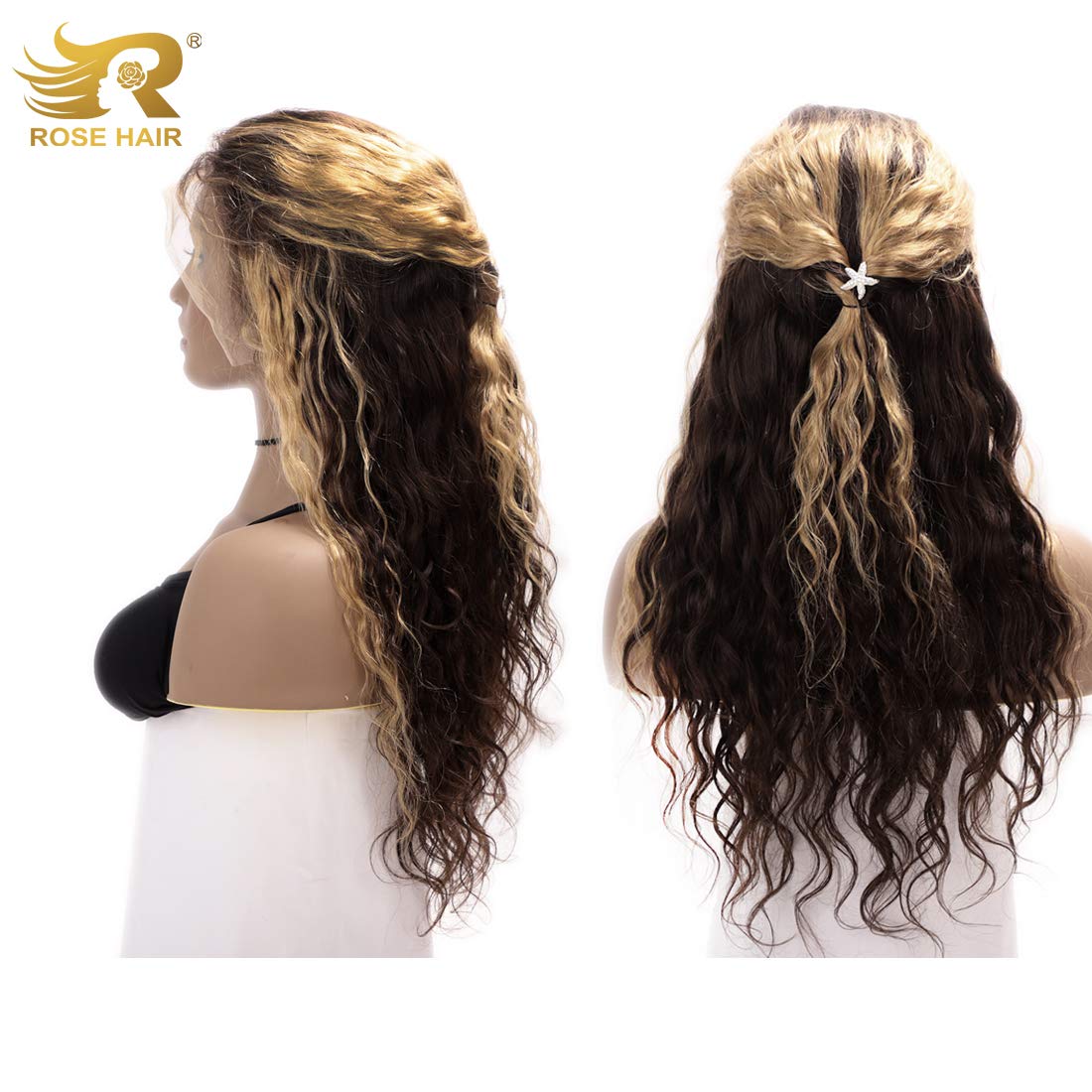 Pre Plucked Mix Color Real Undetectable Transparent Loose Wave 13*4 Lace Front Wig Brazilian Virgin Hair Ombre Wig - Rose Hair