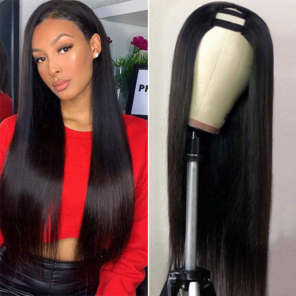 70% Off U Part Wig Quick & Easy Affordable Human Straight Hair Wig - Rose Hair