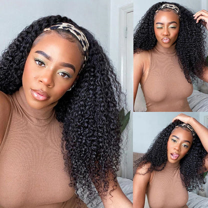 [Buy 1 Get 1 Free]Rose Hair  22&quot;/24&quot; Headband Wig Kinky Curly +12&quot; T Part Bob Wig 150% Density No Code Needed