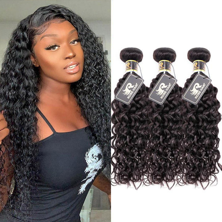 10A Grade 3PCS Water Wave Brazilian Virgin Hair Bundles - Rose Hair