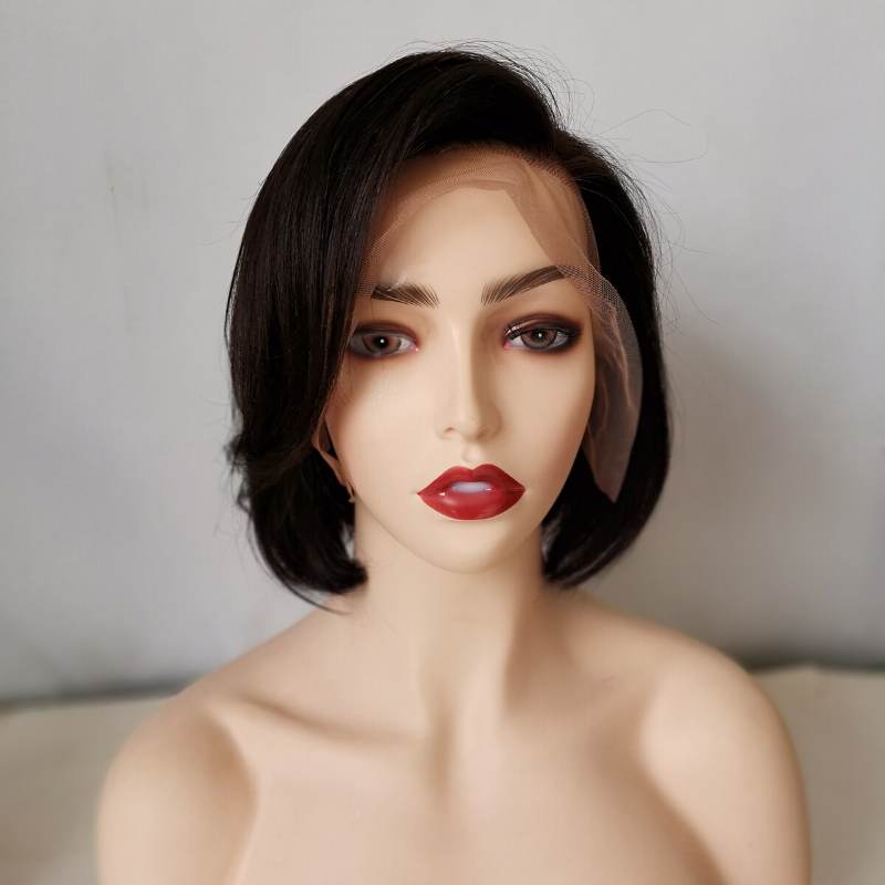 Rose Hair Human Virgin Hair 8 Inches Straight Bob 13*6 Lace Front Wig 180% Density - Rose Hair