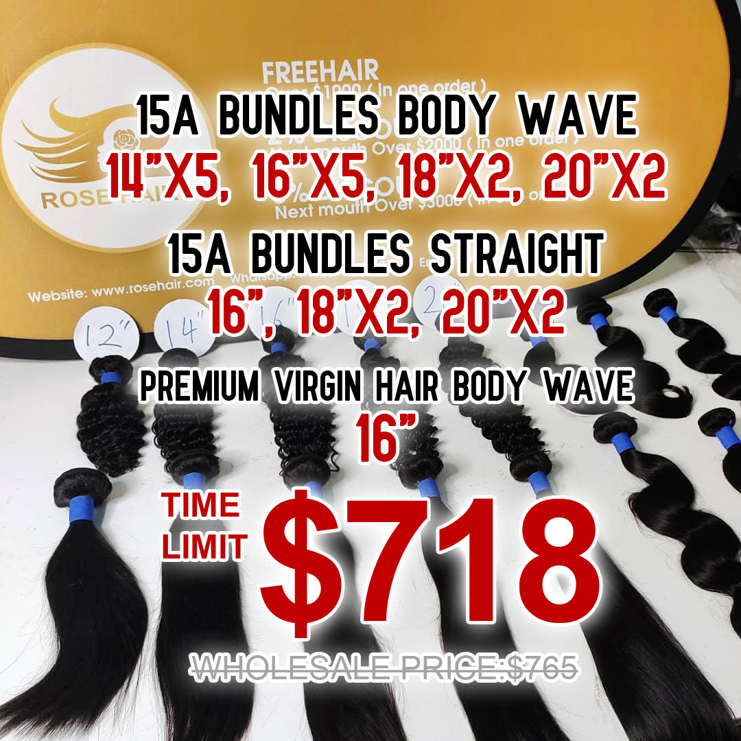 15A Grade Hair Bundles with Premium Virgin Hair Bundle Package Deal - Rose Hair