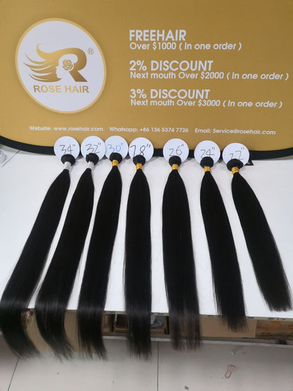 Rose Hair 15A Grade Best Brazilian Human Virgin 24~40inches Long Hair Fuller Density All Texture - Rose Hair