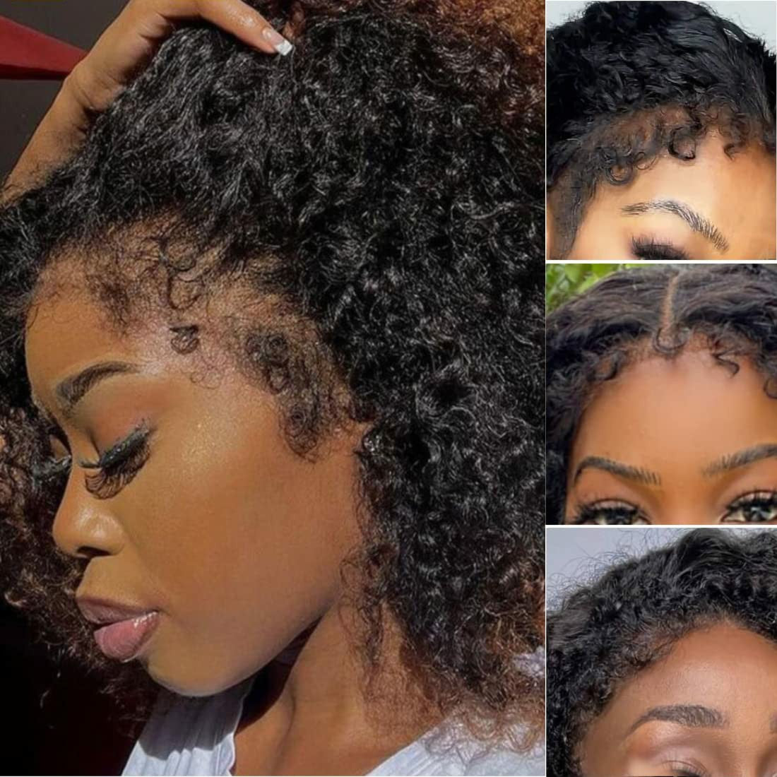 New Transparent 13x4 Lace Front Wig Kinky Curly Wigs With Natural 4C Edges Curly Baby Hair