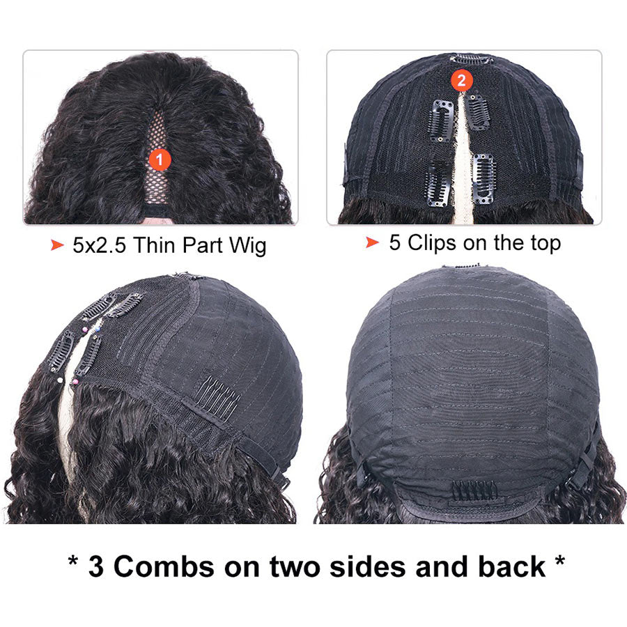 Straight Hair V Part Wigs No Leave Out Natural Scalp Protective Wigs Beginner Friendly