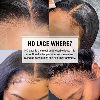 [Buy 1 Get 1 Free] Skin Melt HD Lace Loose Deep Wave 13x4 Lace Front Wigs +12 Inch Straight BoB T Part Wig Human Hair For Women