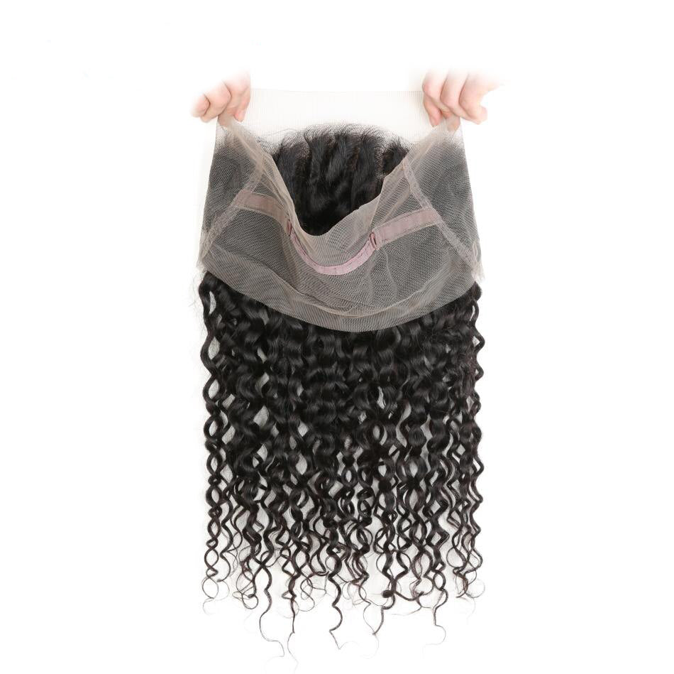 10A Grade 3 Bundles Brazilian Virgin Hair With 1 PCS Per Plucked 360 Lace Frontal Water Wave - Rose Hair