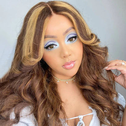 Highlight Ombre Hair 5*5 HD Lace Closure Body Wave Human Hair Wigs