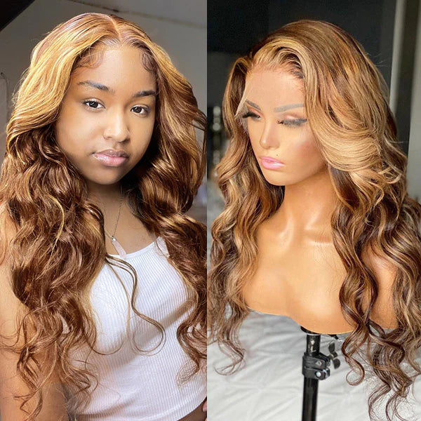 Highlight Ombre Hair 5*5 HD Lace Closure Body Wave Human Hair Wigs